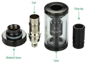 Aspire K3 Tank Atomizer in detail and spare parts