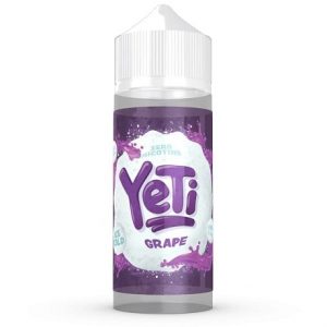 Yeti Grape Ice 100ml e-liquid bottle with fruits and ice cubes