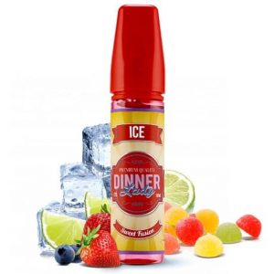 Sweet Fusion Ice 60ml e-liquid bottle with fruits, candy and ice cubes by DInner Lady