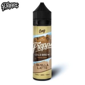 Vanilla Latte 60ml vape juice bottle by Frappe with logo