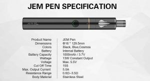 Innokin JEM Pen Specifications