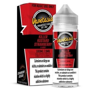 Vapetasia Killer Kustard Strawberry 120ml Vape Juice bottle with custard splash and vanilla