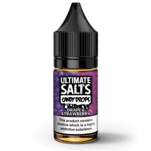 Grape and Strawberry 10ml E-liquid bottle by Ultimate Salts Candy Drops
