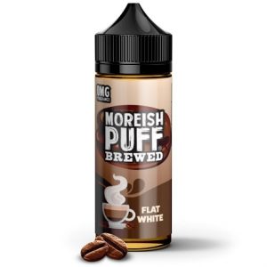 Flat White 120ml e-liquid bottle by Moreish Puff