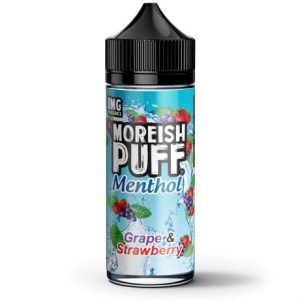 Grape and Strawberry 120ml Vape Juice bottle by Moreish Puff Menthol