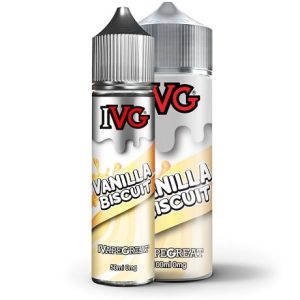 IVG Vanilla Biscuit 60ml and 120ml vape juice bottles