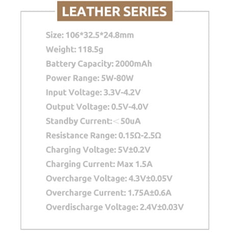 Smok Nord 5 Leather Series Specifications