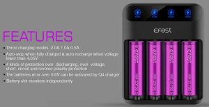 Efest Lush Q4 Vape Battery Charger Features