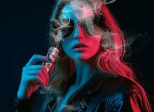 Woman vaping Aspire Magnum Ecigarette