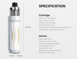 Argus Pro 2 Vape Kit Specification